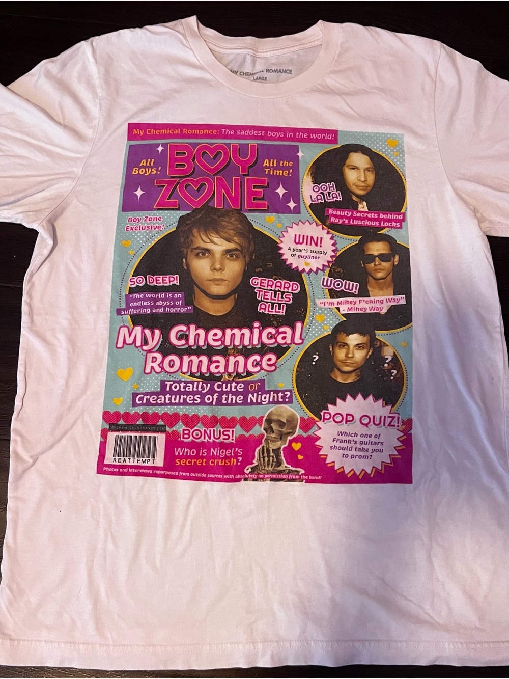 Authentic My Chemical Romance Boy Zone Tshirt White Official 2022 Tour Merch L